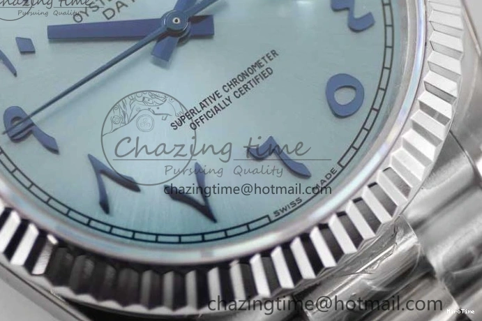 MiroTime 0219 Comfortable Day Date 40mm SS 904L Steel TWF 1:1 Best Edition Ice Blue Arabic Dial on SS Bracelet A 2357